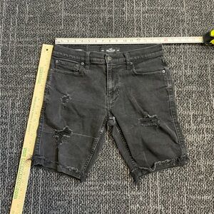 Hollister Skinny Denim Shorts W 31 Distressed Black Jean Cutoff 9”